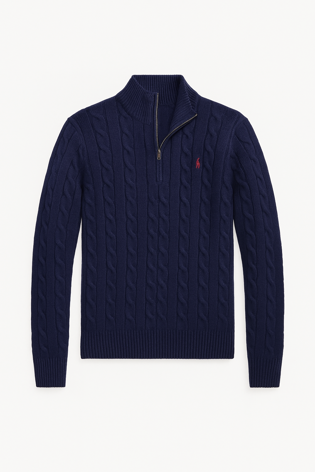 Ralph Lauren Cable-Knit Quarter Zip Sweater – Navy Blue