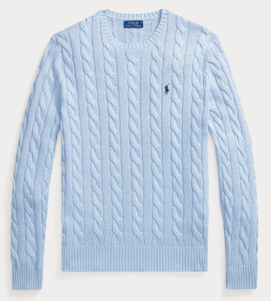 Ralph Lauren Cable-Knit Crewneck Sweater – Light Blue